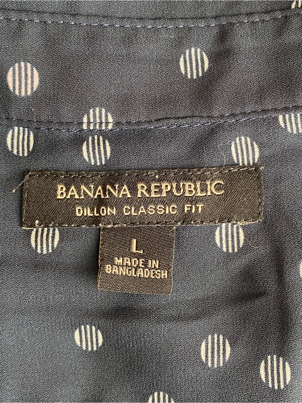 Banana Republic polka dot long-sleeve blouse Navy Blue Size Large - Picture 7 of 12